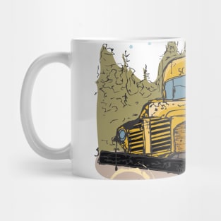 Abandoned school bus watercolor sketch Mug